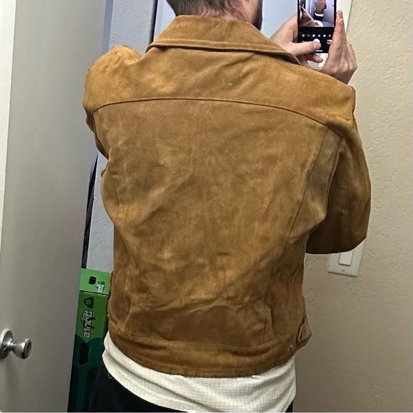 Vintage 60s/70s Gale-Sobel Sportswear Brown Suede Leather Trucker Jacket Size 52 - Picture 10 of 16